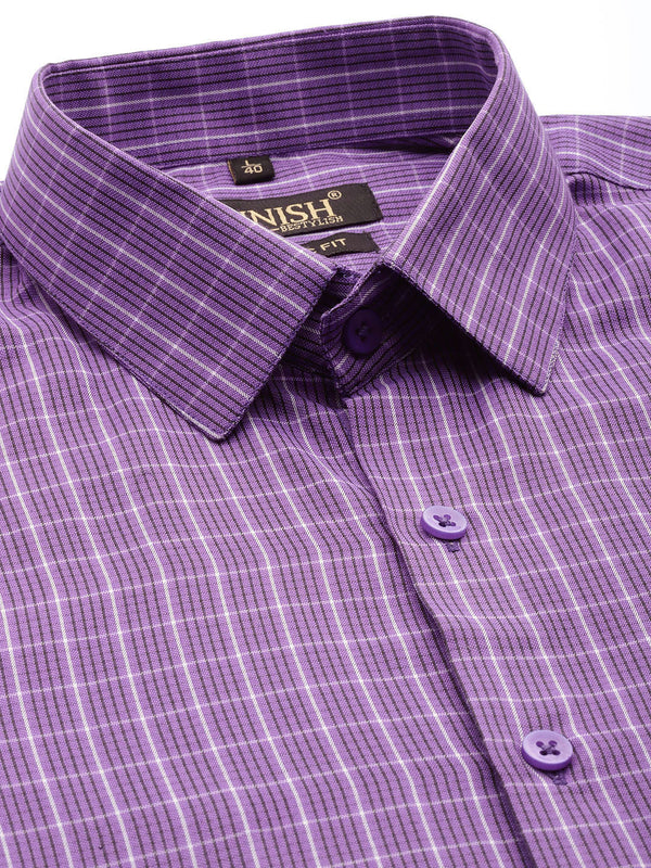 Jainish Men's Cotton Checked Formal Shirts ( SF 800Voilet ) - Distacart