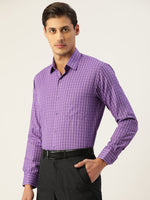 Thumbnail for Jainish Men's Cotton Checked Formal Shirts ( SF 800Voilet ) - Distacart