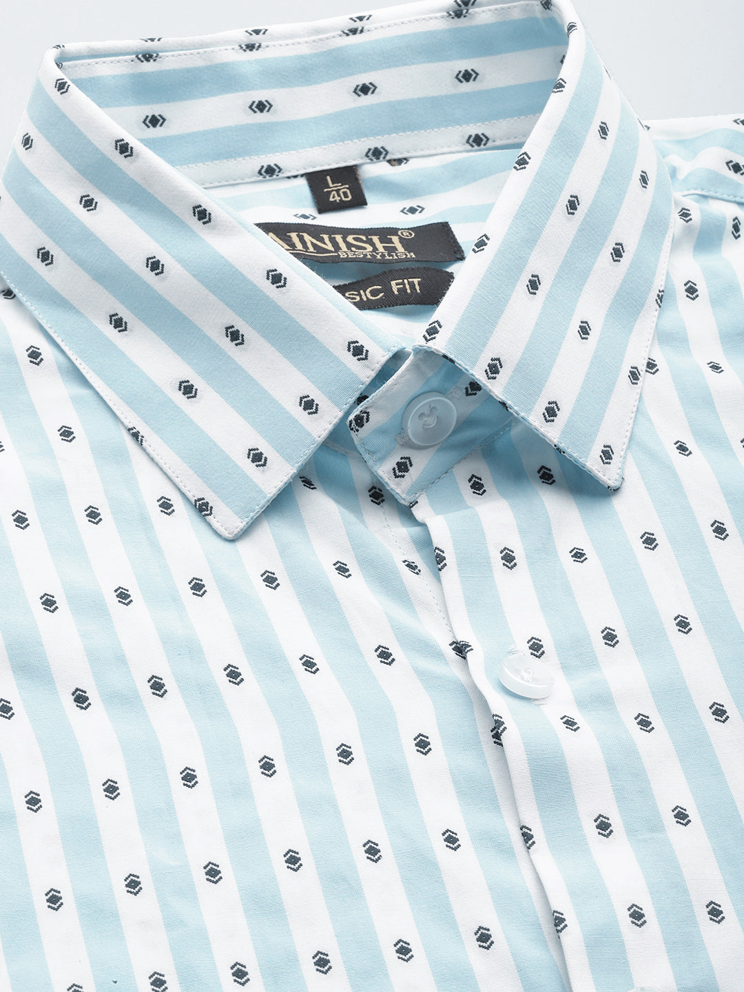 Jainish Men's Cotton Striped Formal Shirts ( SF 801Sky ) - Distacart