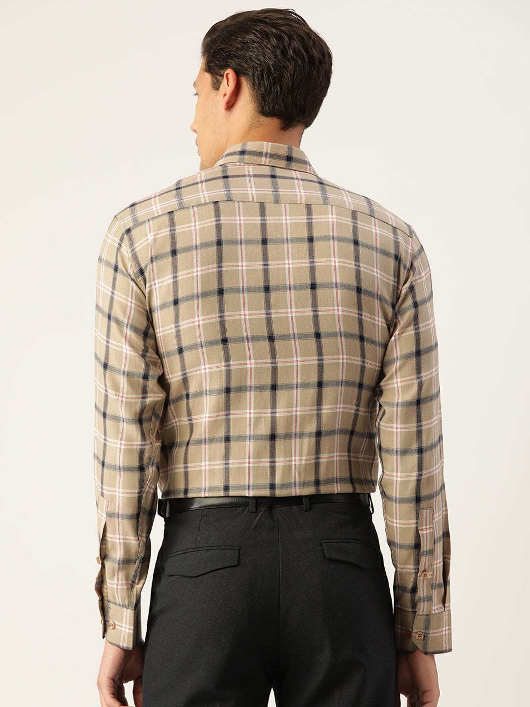 Jainish Men's Cotton Checked Formal Shirts ( SF 803Beige ) - Distacart