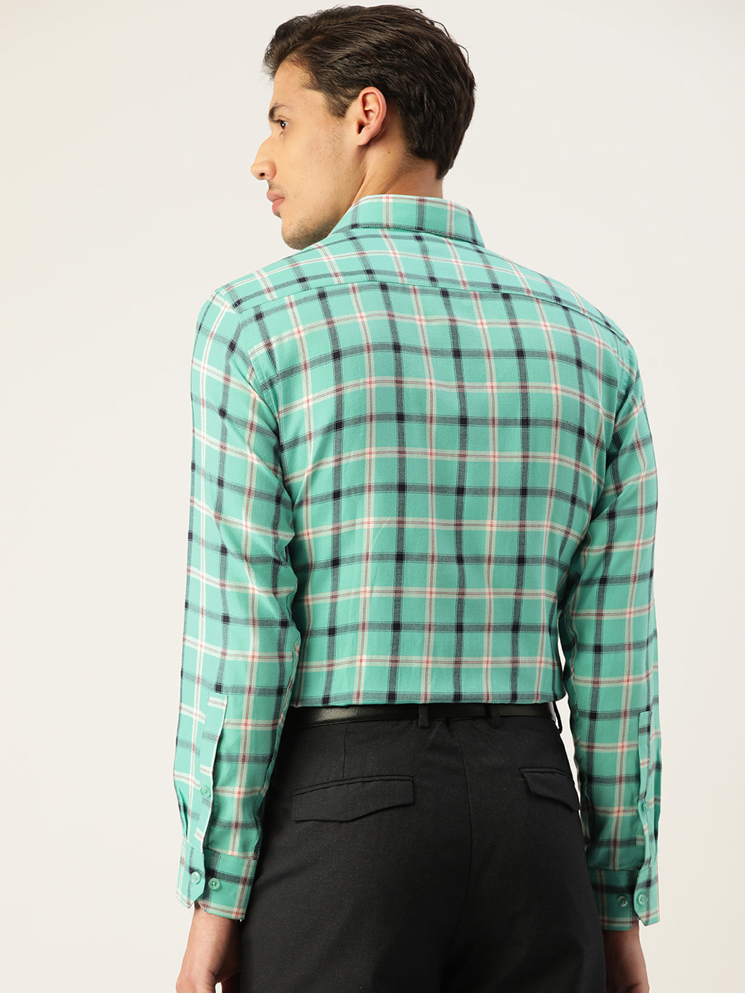 Jainish Men's Cotton Checked Formal Shirts ( SF 803Green ) - Distacart