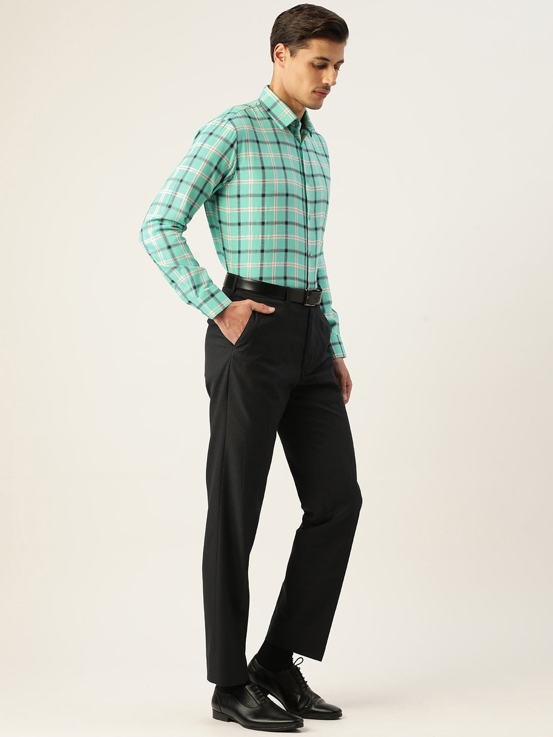 Jainish Men's Cotton Checked Formal Shirts ( SF 803Green ) - Distacart