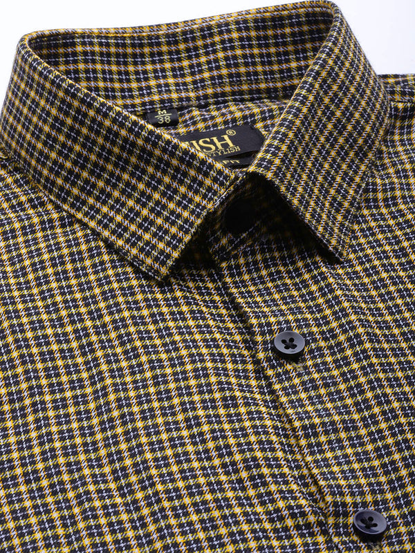 Jainish Men's Cotton Checked Formal Shirts ( SF 804Black ) - Distacart