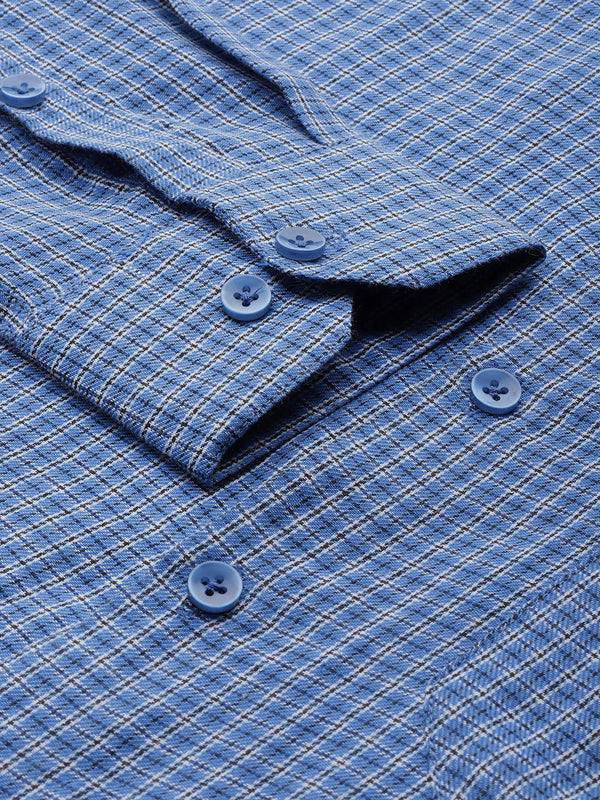 Jainish Men's Cotton Checked Formal Shirts ( SF 804Blue ) - Distacart