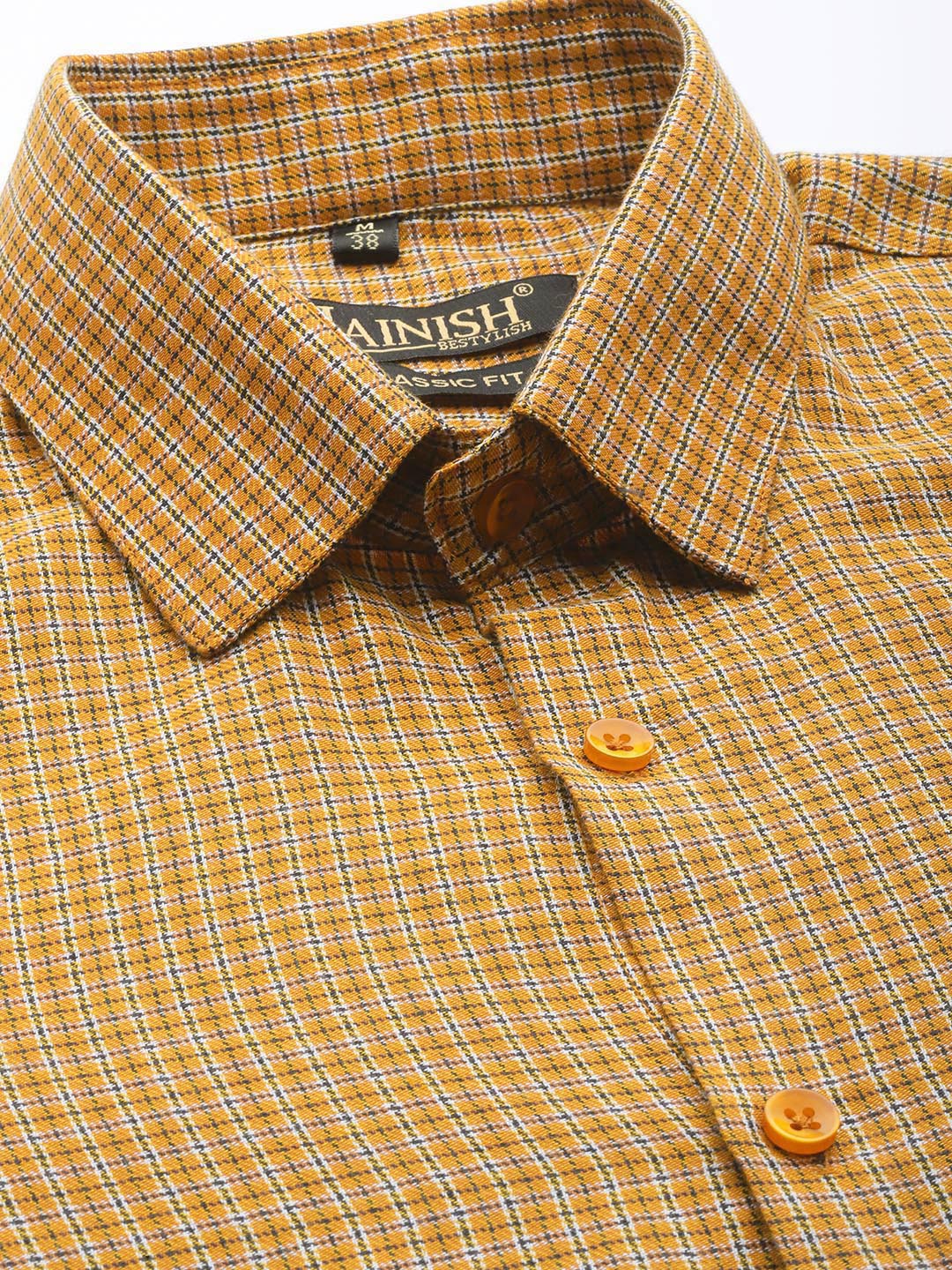 Jainish Men's Cotton Checked Formal Shirts ( SF 804Mustard ) - Distacart