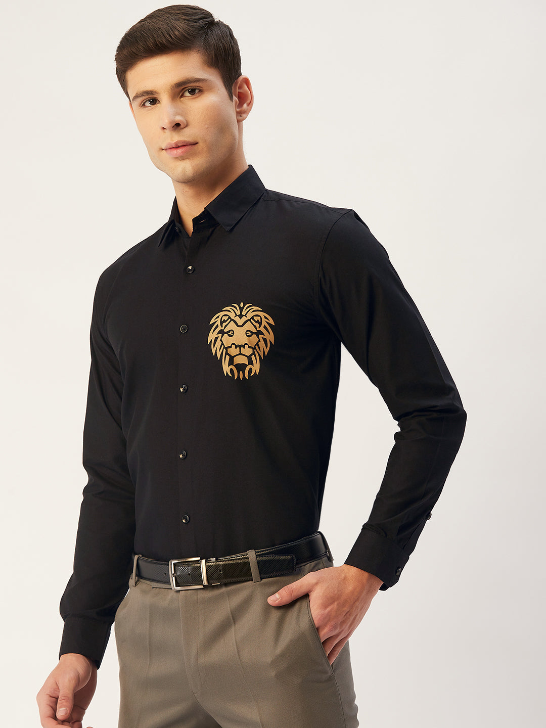Jainish Men's Cotton Printed Formal Shirts ( SF 806Black ) - Distacart