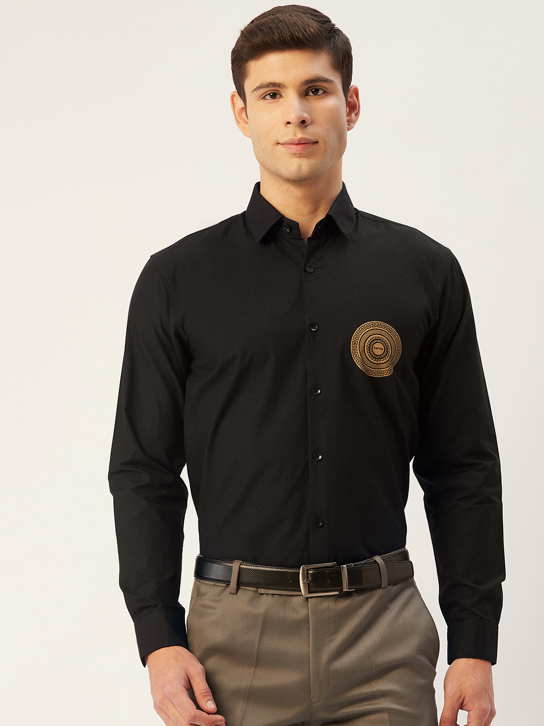 Jainish Men's Cotton Printed Formal Shirts ( SF 807Black ) - Distacart