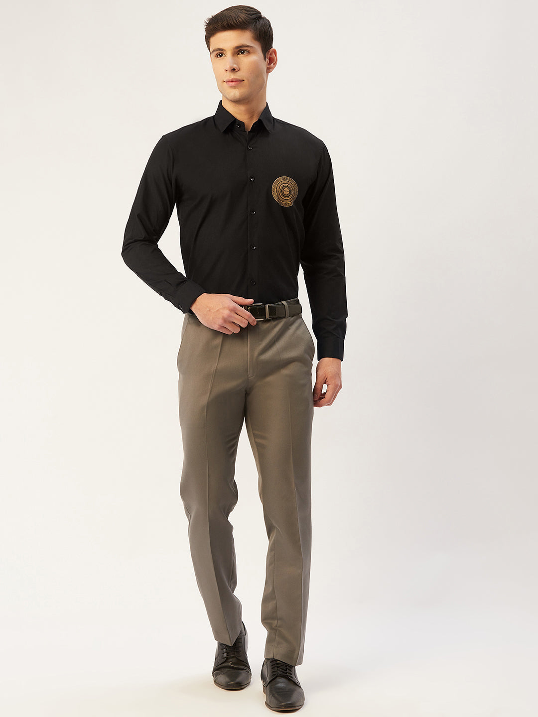 Jainish Men's Cotton Printed Formal Shirts ( SF 807Black ) - Distacart