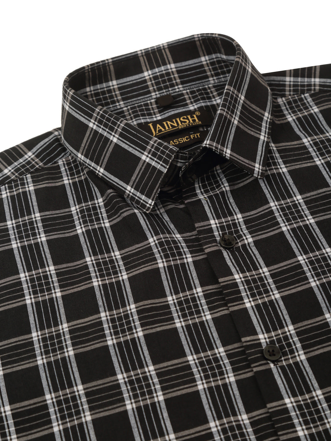 Jainish Men's Cotton Checked Half Sleeve Formal Shirts ( SF 808Black ) - Distacart