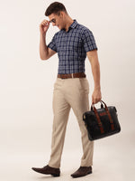 Thumbnail for Jainish Men's Cotton Checked Half Sleeve Formal Shirts ( SF 808Blue ) - Distacart