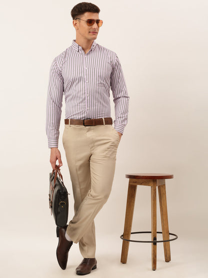 Jainish Men's Cotton Checked Button Down Collar Formal Shirts ( SF 809Light-Purple ) - Distacart