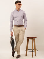 Thumbnail for Jainish Men's Cotton Checked Button Down Collar Formal Shirts ( SF 809Light-Purple ) - Distacart
