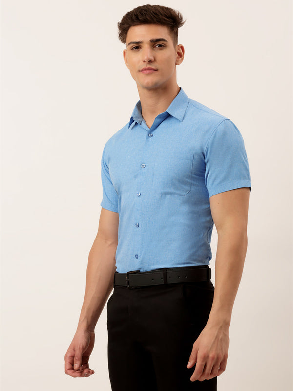 Jainish Men's Cotton Solid Half Sleeve Formal Shirts ( SF 811Light-Blue ) - Distacart