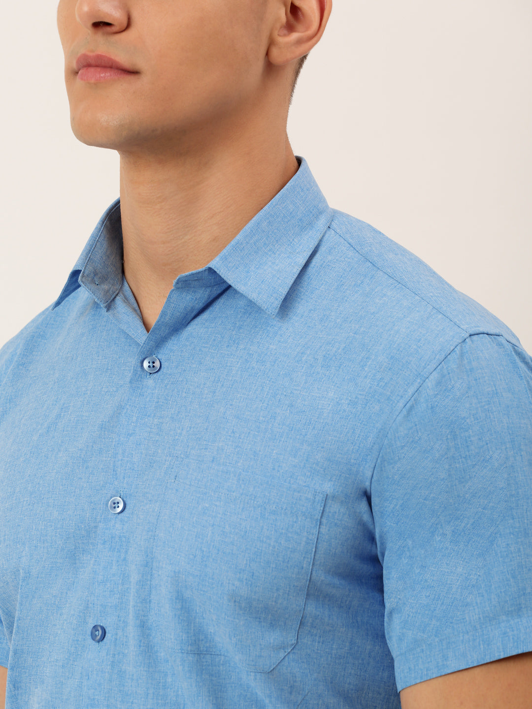 Jainish Men's Cotton Solid Half Sleeve Formal Shirts ( SF 811Light-Blue ) - Distacart