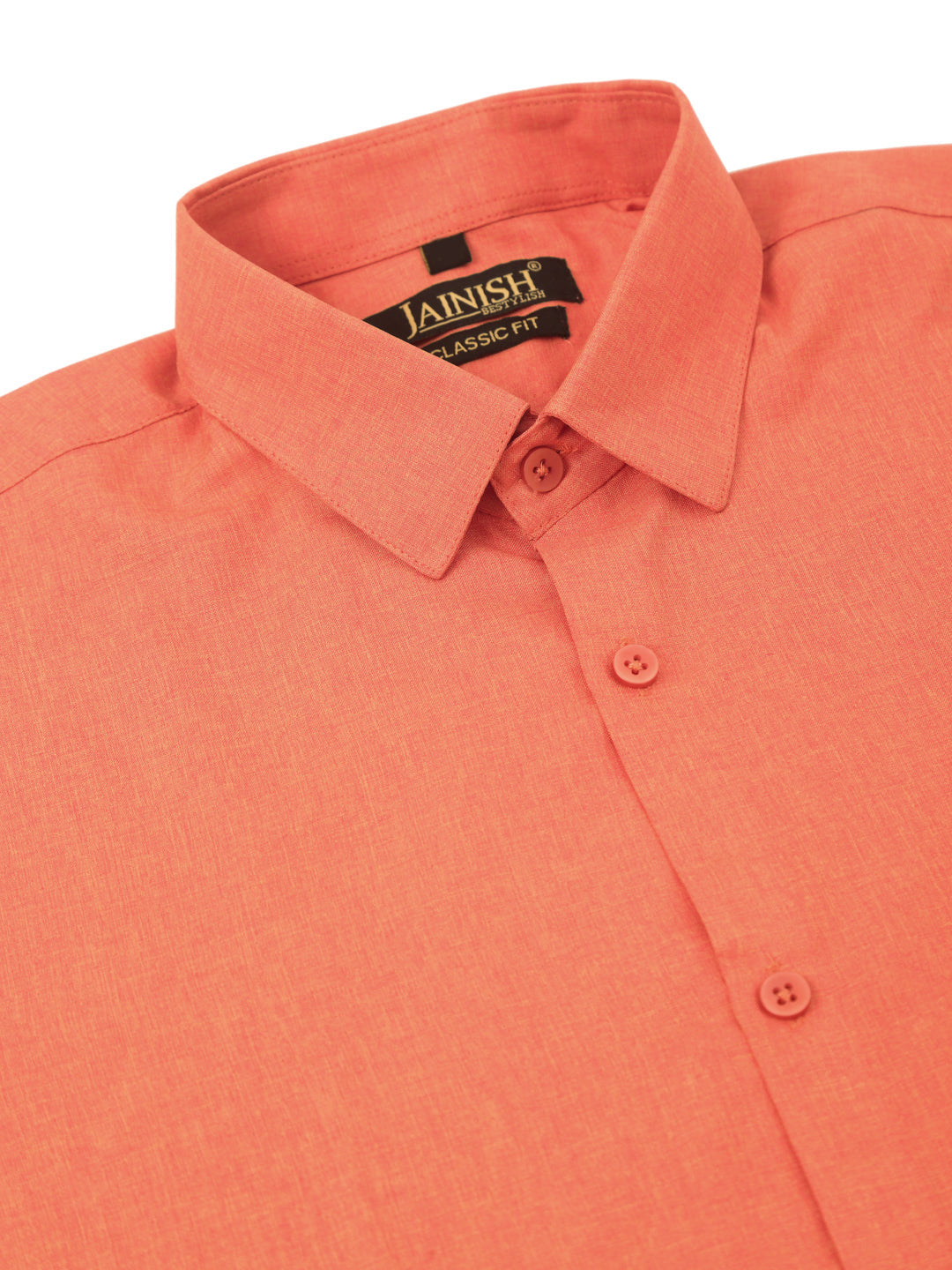 Jainish Men's Cotton Solid Half Sleeve Formal Shirts ( SF 811Peach ) - Distacart