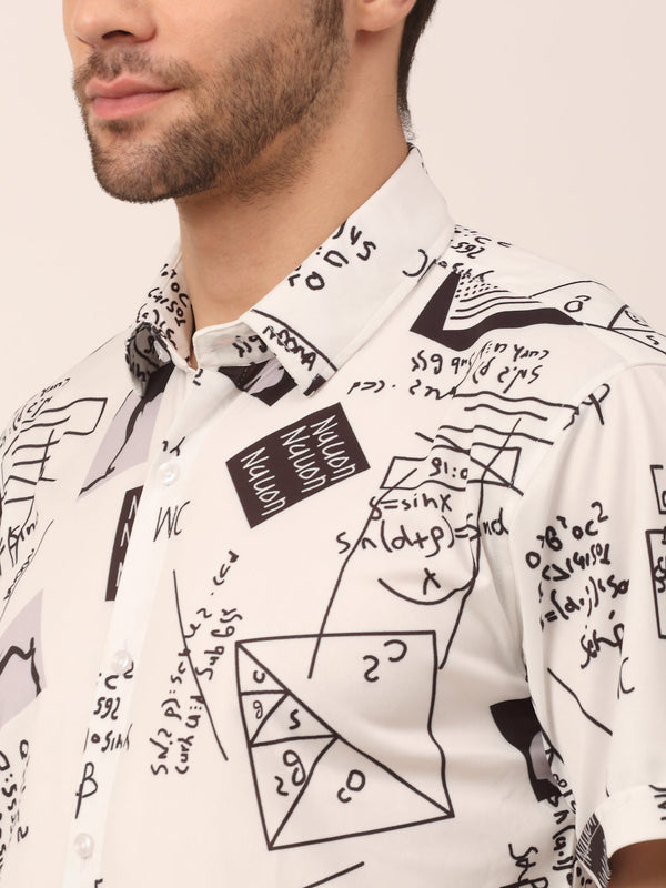 Jainish Men's Lycra Printed Half Sleeve Formal Shirts ( SF 813White ) - Distacart