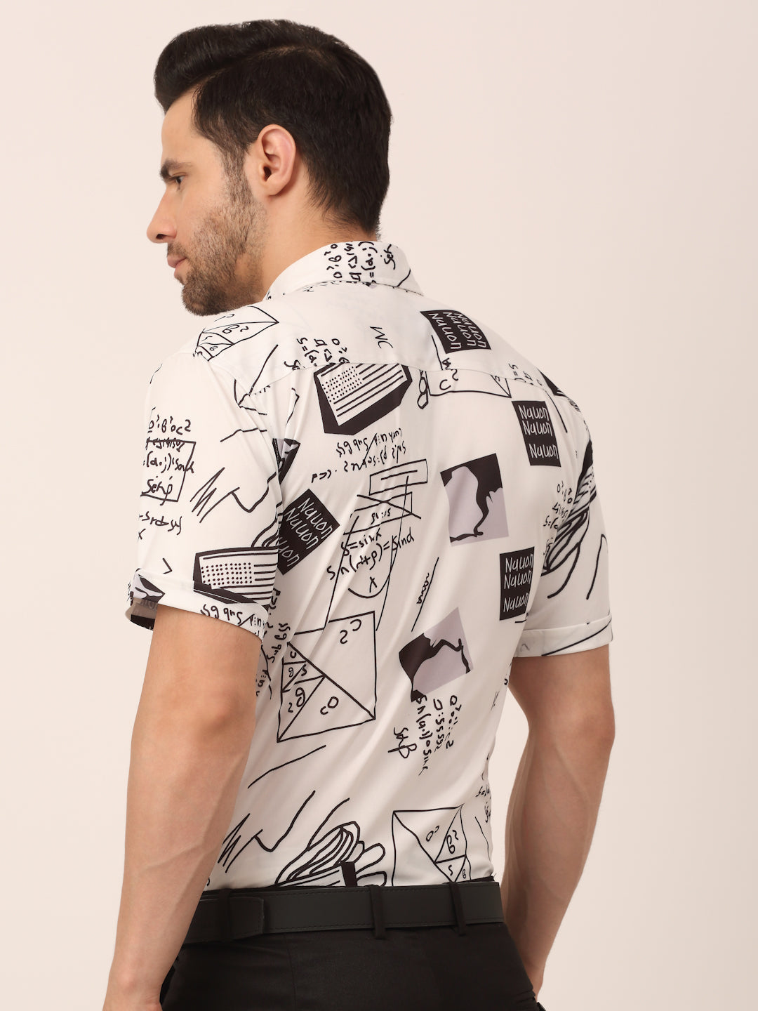 Jainish Men's Lycra Printed Half Sleeve Formal Shirts ( SF 813White ) - Distacart