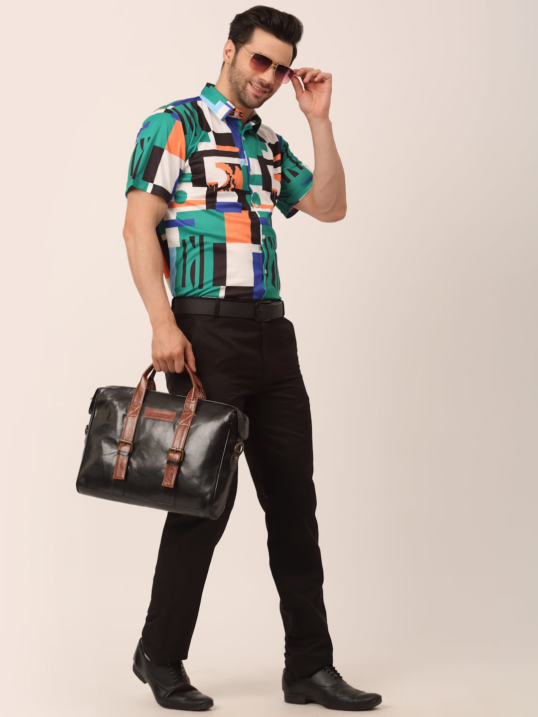 Jainish Men's Lycra Printed Half Sleeve Formal Shirts ( SF 814Green ) - Distacart