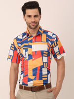 Thumbnail for Jainish Men's Lycra Printed Half Sleeve Formal Shirts ( SF 814Navy ) - Distacart