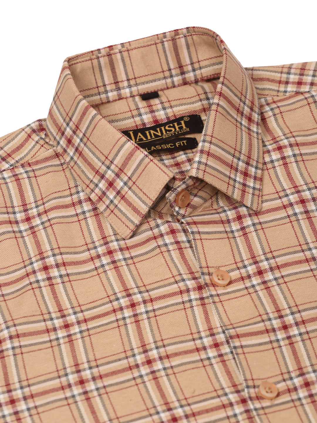 Jainish Men's Cotton Checked Half Sleeve Formal Shirts ( SF 815Brown ) - Distacart