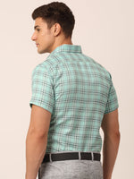 Thumbnail for Jainish Men's Cotton Checked Half Sleeve Formal Shirts ( SF 815Green ) - Distacart