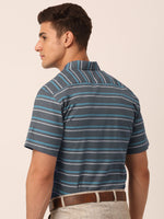Thumbnail for Jainish Men's Cotton Striped Half Sleeve Formal Shirts ( SF 816Grey ) - Distacart