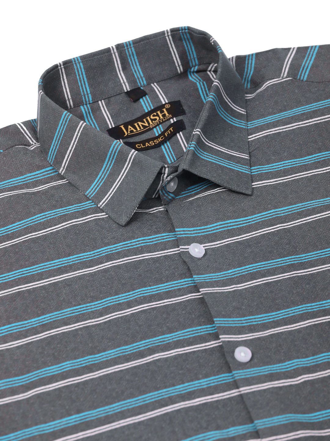 Jainish Men's Cotton Striped Half Sleeve Formal Shirts ( SF 816Grey ) - Distacart