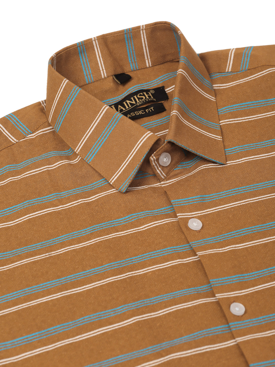 Jainish Men's Cotton Striped Half Sleeve Formal Shirts ( SF 816Mustard ) - Distacart