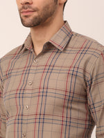 Thumbnail for Jainish Men's Cotton Checked Formal Shirts ( SF 819Brown ) - Distacart
