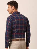 Thumbnail for Jainish Men's Cotton Checked Formal Shirts ( SF 819Navy ) - Distacart