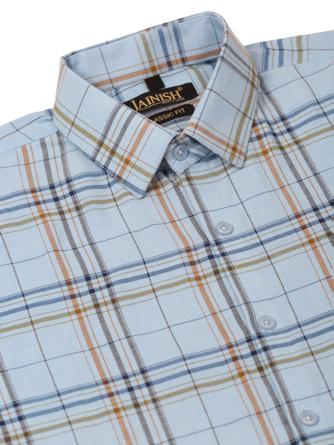 Jainish Men's Cotton Checked Formal Shirts ( SF 819Sky ) - Distacart