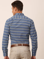 Thumbnail for Jainish Men's Cotton Striped Formal Shirts ( SF 820Blue ) - Distacart