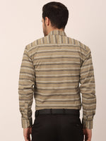 Thumbnail for Jainish Men's Cotton Striped Formal Shirts ( SF 820Brown ) - Distacart