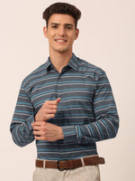 Thumbnail for Jainish Men's Cotton Striped Formal Shirts ( SF 820Grey ) - Distacart