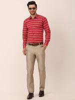 Thumbnail for Jainish Men's Cotton Striped Formal Shirts ( SF 820Maroon ) - Distacart