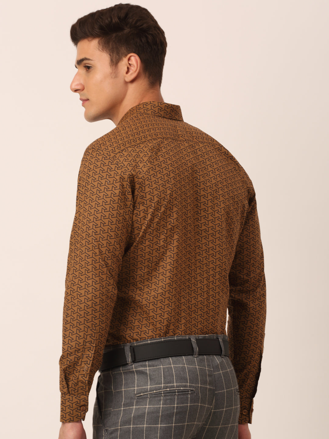 Jainish Men's Cotton Printed Formal Shirts ( SF 821Beige ) - Distacart