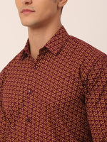 Thumbnail for Jainish Men's Cotton Printed Formal Shirts ( SF 821Brown ) - Distacart