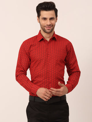 Jainish Men's Cotton Printed Formal Shirts ( SF 821Red ) - Distacart