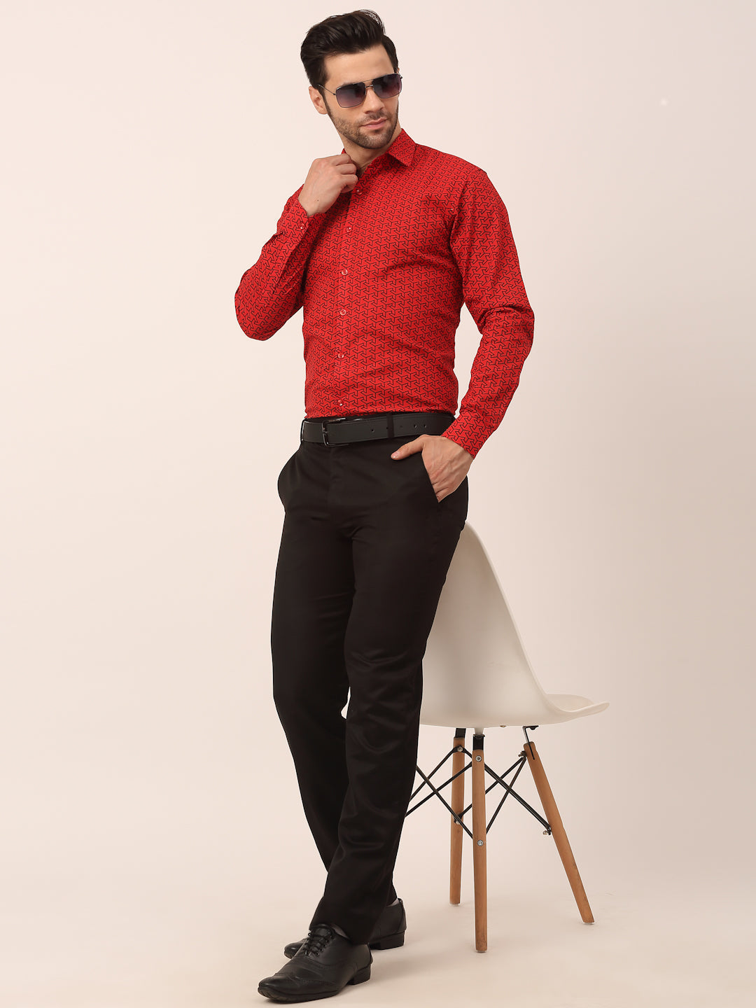 Jainish Men's Cotton Printed Formal Shirts ( SF 821Red ) - Distacart