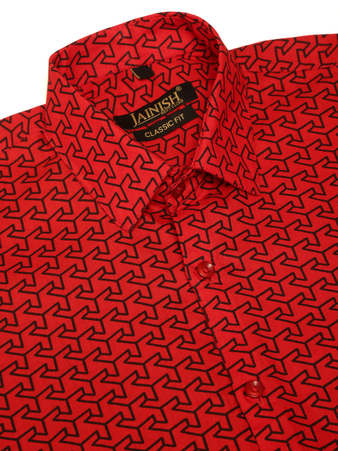 Jainish Men's Cotton Printed Formal Shirts ( SF 821Red ) - Distacart