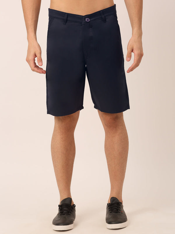 Jainish Men's Casual Cotton Solid Shorts ( SGP 153 Navy ) - Distacart