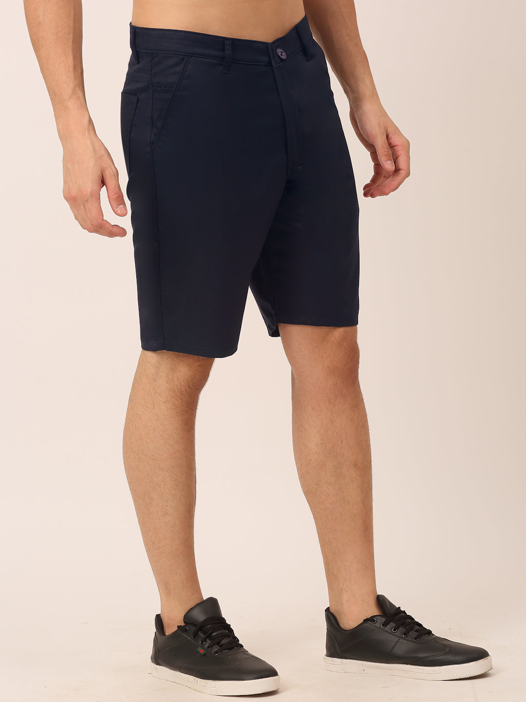 Jainish Men's Casual Cotton Solid Shorts ( SGP 153 Navy ) - Distacart