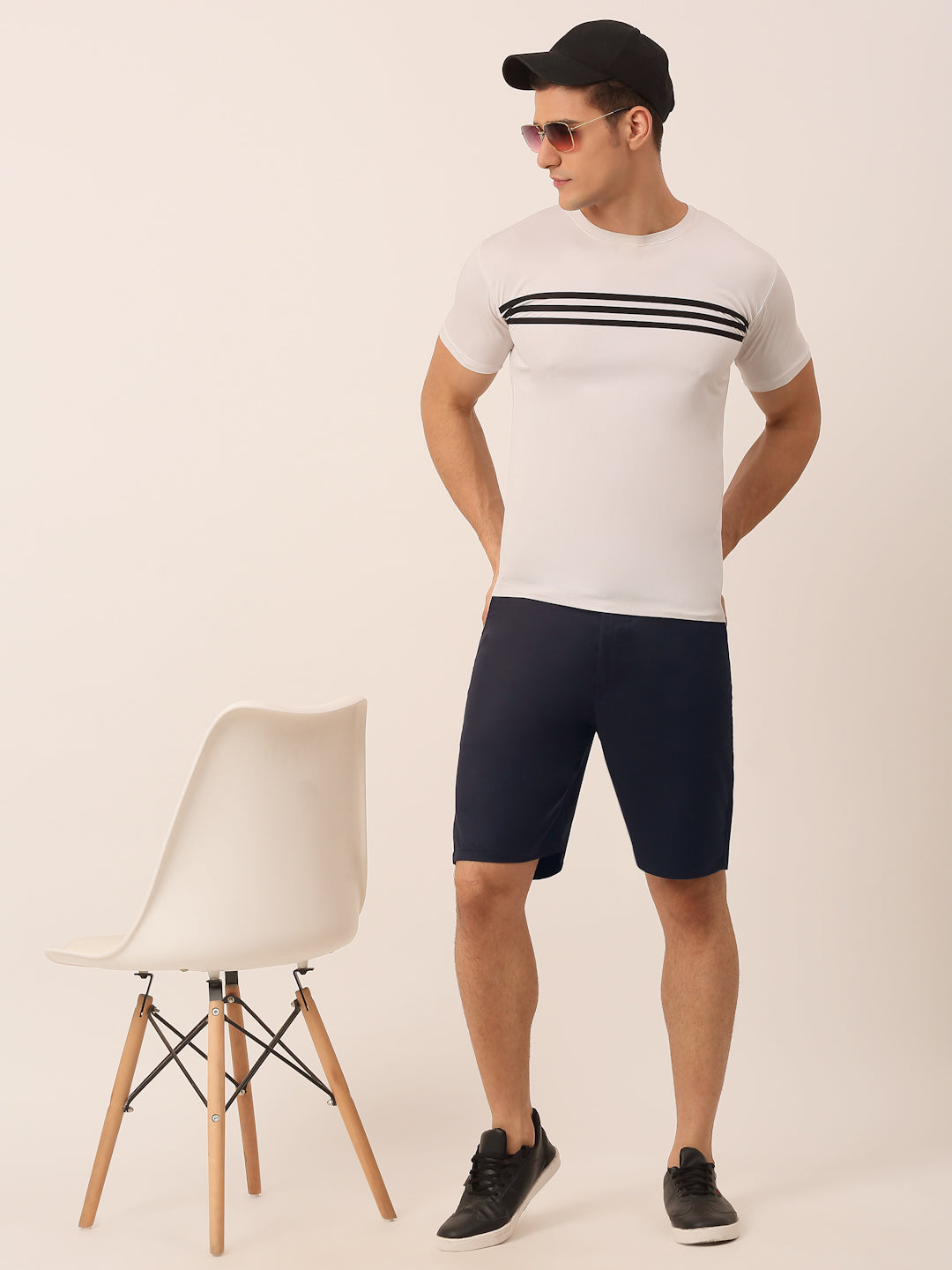 Jainish Men's Casual Cotton Solid Shorts ( SGP 153 Navy ) - Distacart