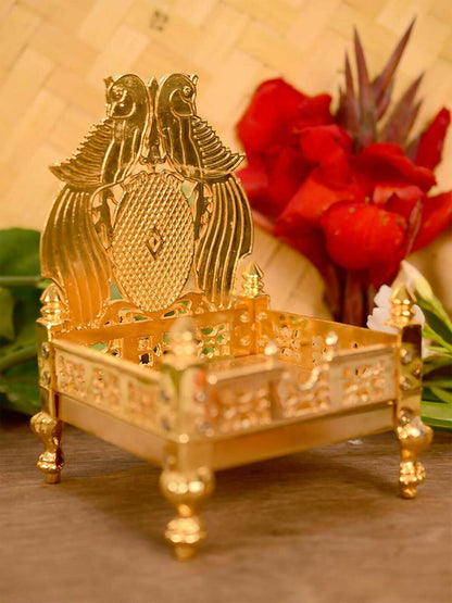 CraftVatika Gold-Toned Singhasan Chowkie - Distacart