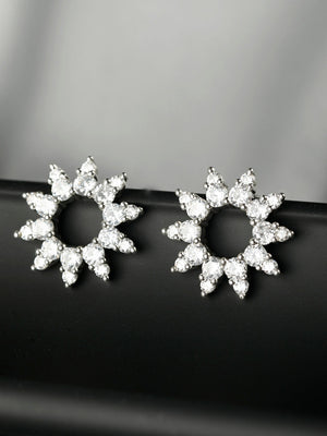 Priyaasi Women Sterling Silver Sunshine American Diamond Studs - Distacart