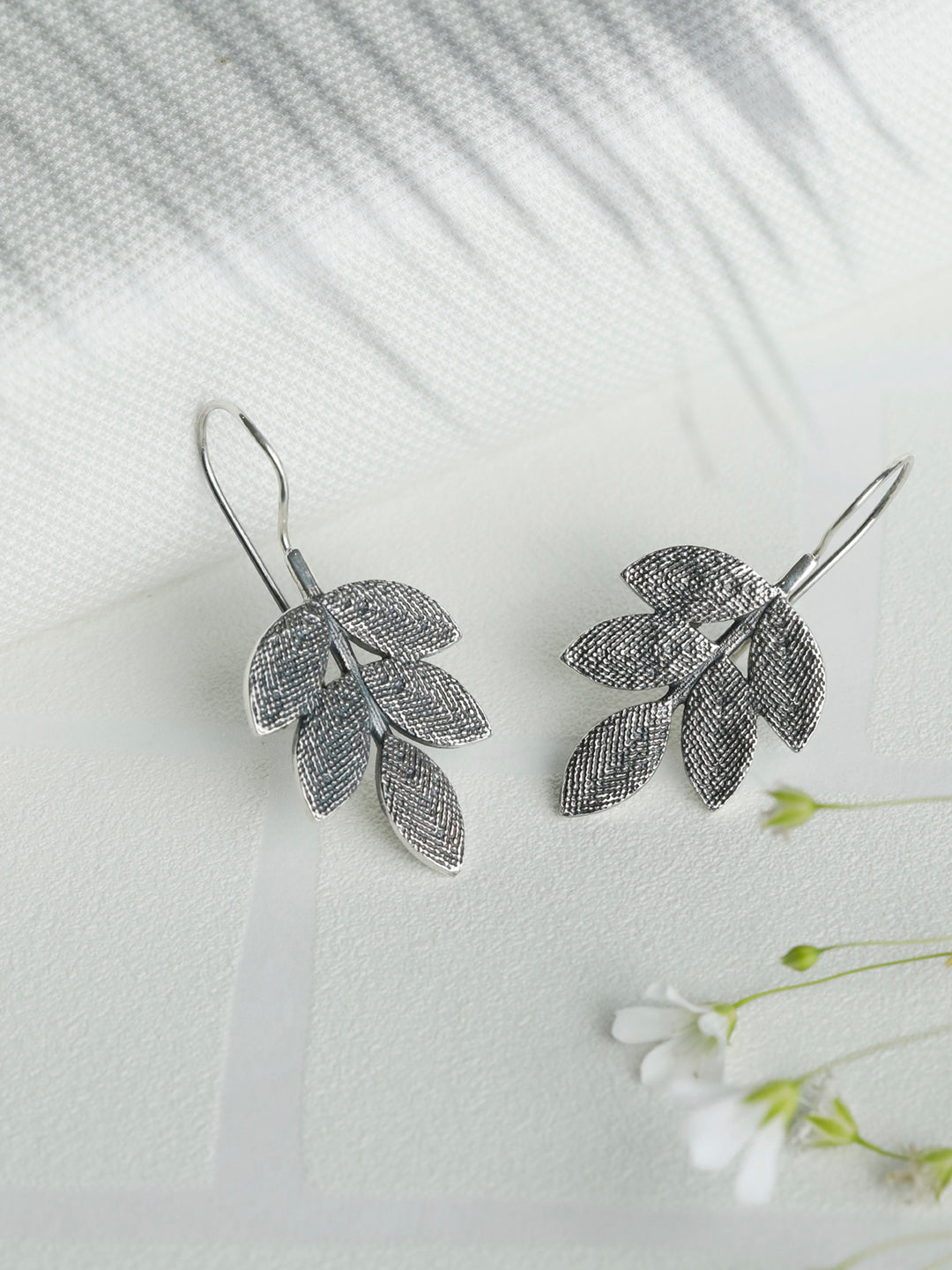 Priyaasi Women Oxidised Silver Leaf Dangle Earrings - Distacart