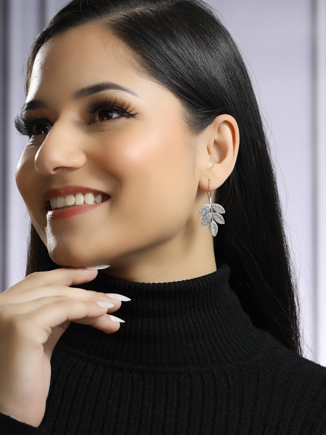 Priyaasi Women Oxidised Silver Leaf Dangle Earrings - Distacart