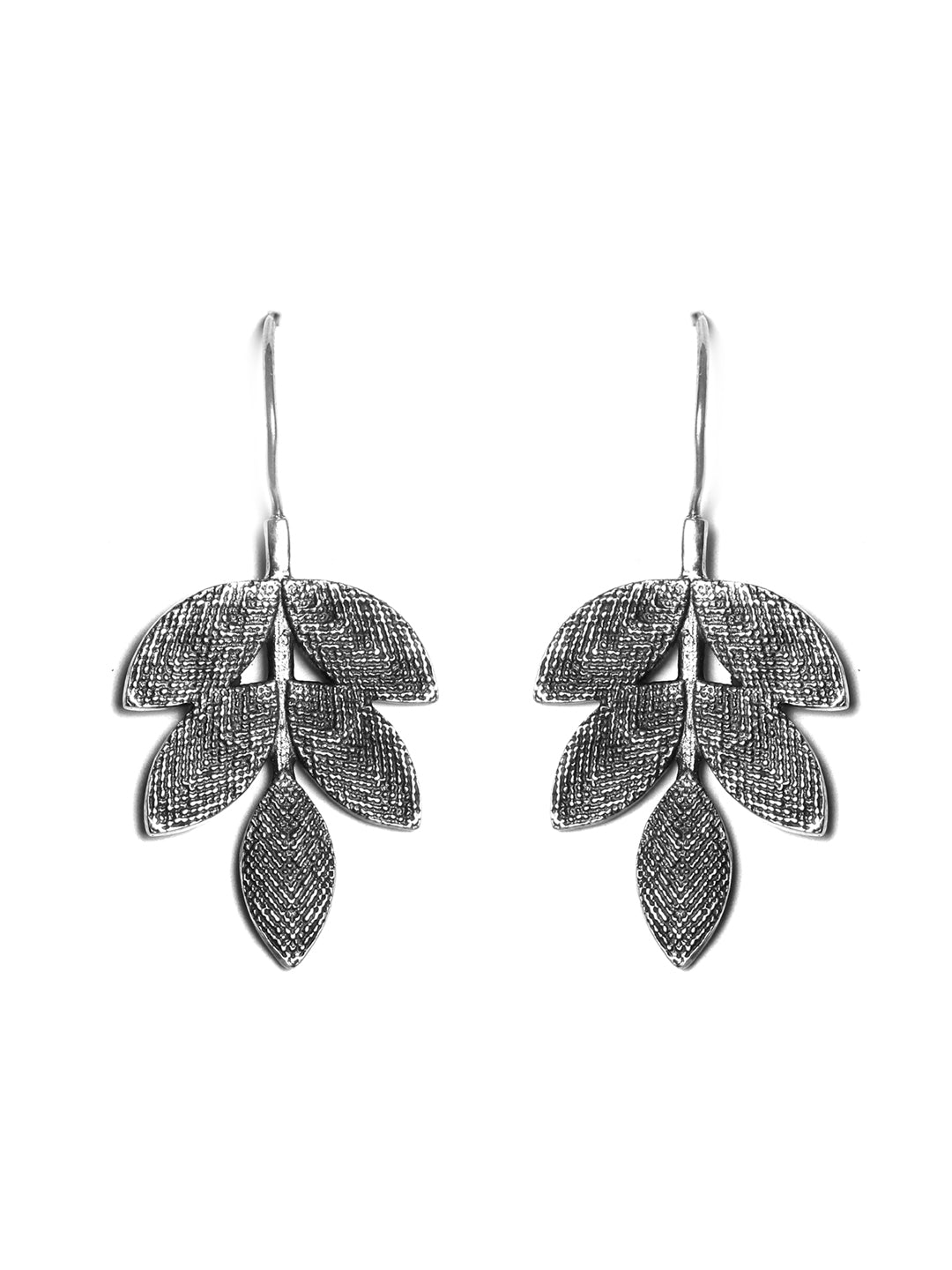 Priyaasi Women Oxidised Silver Leaf Dangle Earrings - Distacart