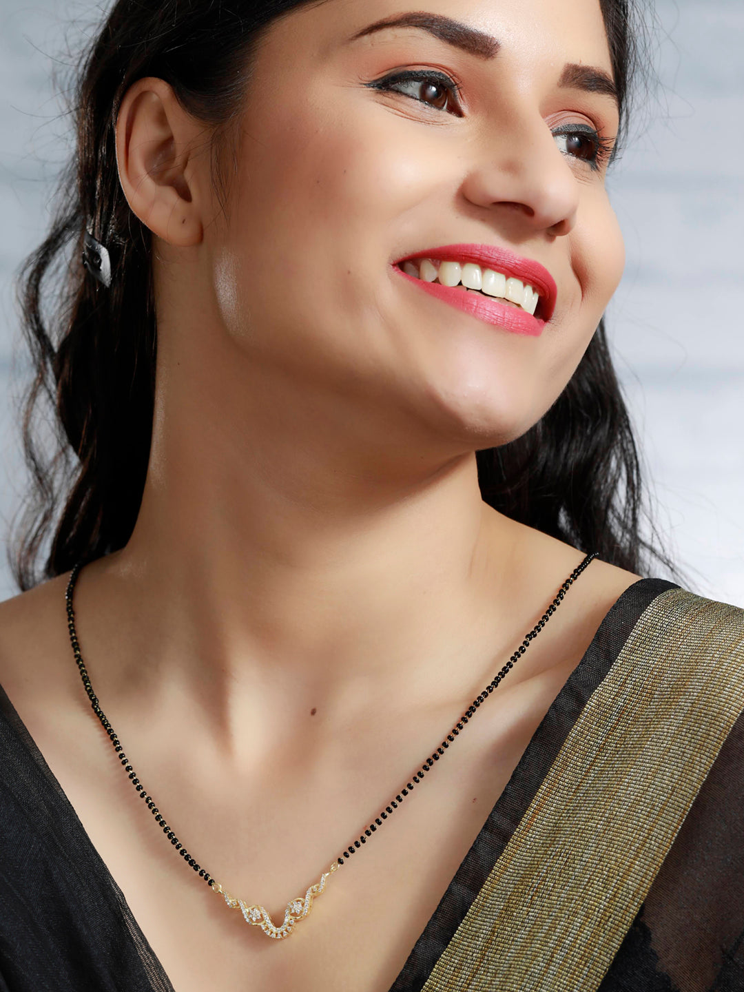 Buy Priyaasi Women Gold Plated Floral American Diamond Sterling Silver Mangalsutra Online at Best Price Distacart
