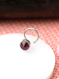 Thumbnail for Priyaasi Women Sterling Silver Ruby Stone Studded Pierced Nose Pin - Distacart